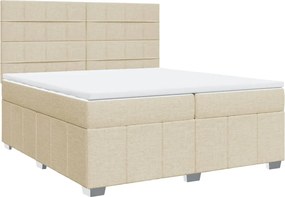 vidaXL Pat box spring cu saltea, crem, 200x200 cm, textil