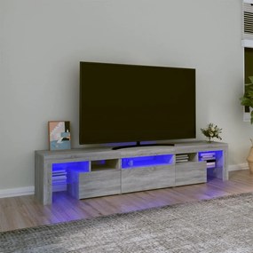 3152816 vidaXL Comodă TV cu lumini LED, gri sonoma, 200x36,5x40cm