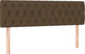 vidaXL Tăblii de pat, maro închis, 144x7x78/88 cm, textil