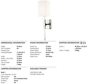 Aplica de perete design clasic TAUNTON nichel lustruit