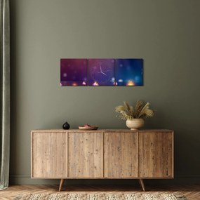 Tablou - Nuferi magici (cu ceas) (90x30 cm)
