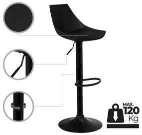 Scaune de bar negre cu înălțime ajustabilă 2 buc. din imitație de piele (înălțime șezut 56,5 cm) – Casa Selección