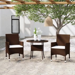 Set mobilier de grădină, 3 piese, maro, poliratan