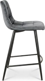 OFERTA Scaun de bar gri MILA VELVET cu picioare negre calitatea II