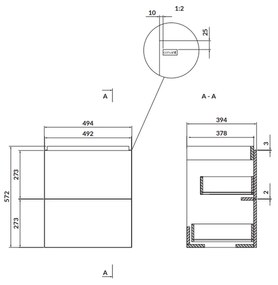 Dulap baie suspendat Cersanit Larga pentru lavoar 50, alb, montat Alb, 500 mm