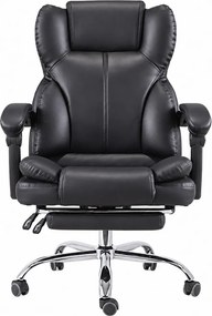 Scaun directorial, suport picioare, funcție recliner, SIB 818, PU, Negru