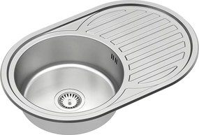 hiuveta inox Quadron Tom 211 cu o cuva fara picurator finisaj inox texturat 77x50 cm