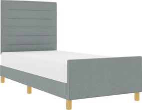 vidaXL Cadru de pat cu headboard Gri deschis 100 x 200 cm țesătură