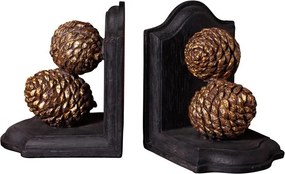 Suport de carti decorat cu conuri de pin