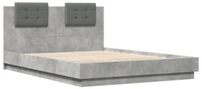 3209915 vidaXL Cadru de pat cu tăblie gri beton 150x200 cm lemn prelucrat