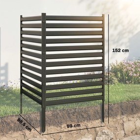 Outsunny Gard de grădină 2 panouri 91 x 152 cm metal gard de protecție vizuală cu stâlpi &amp; capace de protecție rezistent la rugină Negru | Aosom Romania