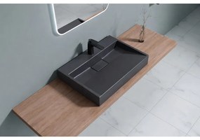 Lavoar negru din compozit pe blat Rune Garm 70 cm