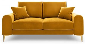 Canapea Larnite cu 2 locuri si tapiterie din catifea, galben