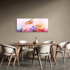Tablou - Fluture asupra florilor, abstracție (120x50 cm)