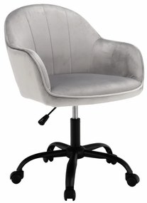 Scaun de birou, material textil din catifea gri deschis / negru, EROL