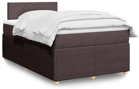 vidaXL Pat box spring cu saltea, maro închis, 120x200 cm, textil