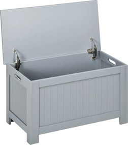 HOMCOM Coș de depozitare cu balamale de securitate cutie de depozitare din lemn coș pentru jucării capac rabatabil gri | Aosom Romania