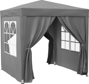 Outsunny Foișor Pliabil 2x2 m Pop Up cu 2 Uși, 2 Ferestre, 4 Pereți Detașabili, Foișor de Exterior cu Husă de Transport din Oțel și Țesătură Oxford, pentru Grădină, Petreceri, Camping, Gri | Aosom Romania