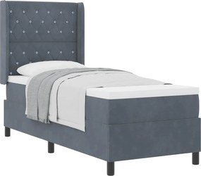 vidaXL Pat cu arcuri cu saltea Gri închis 80 x 200 cm Catifea