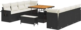vidaXL Set de canapele pentru grădină 11 pcs Negru Rattan poli