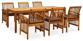 3058092 vidaXL Set mobilier de grădină cu perne, 7 piese, lemn masiv acacia