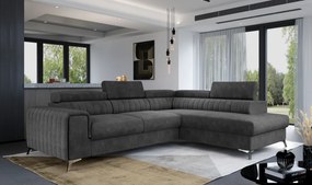 Coltar tapitat, extensibil, 278x92x205 cm, Laurence R01, Eltap (Culoare: Negru / Matt Velvet 99)