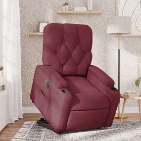 vidaXL Fotoliu electric rabatabil cu ridicare, roșu vin, textil