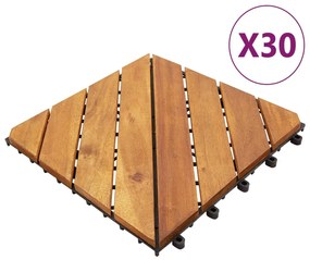 Placi pardoseala, 30 buc., maro, 30x30 cm, lemn masiv de acacia Maro, 30, Model 3