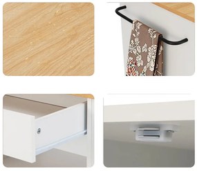 Cărucior de servire cu roți și 3 suporturi pentru condimente pe lateral