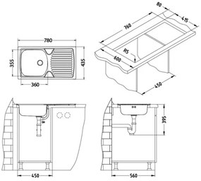 ALVEUS 1136534 - Chiuvetă de bucătărie BASIC 78 x 43,5 cm, oțel inoxidabil mat/satinat