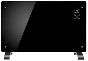 Convector electric de podea Elite GHD-20, 2000W, Panou sticla, Display LED, Termostat cu senzor electronic Timer, Negru