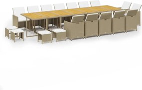 vidaXL Set mobilier de grădină cu perne, 19 piese, bej, poliratan