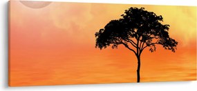 Tablou cu copac în apus de soare (120x50 cm)