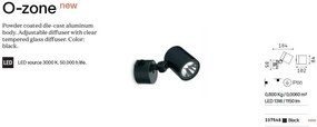 Aplica Spot LED Exterior, Negru, Protectie IP66, O-zone ap