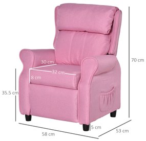 HOMCOM Kindersofa Kindercouch Kindersessel Sessel Liegesofa reglabil cu suport pentru picioare pentru copii între 3-5 ani băieți și fete Roz 58 x 53 x 70 cm | Aosom Romania