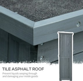 Outsunny Dulap de grădină pentru unelte din lemn, 2 rafturi, acoperiș bituminos, uși cu obloane, 87 x 47 x 160 cm, gri | Aosom Romania