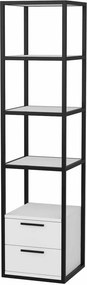 Etajera ROBCOSS, negru/alb, PAL/metal, 39x39x160 cm