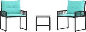 vidaXL Set de Mobilier pentru Exterior cu pernă 3 pcs Negru și Turcoaz