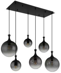 Lustra suspendata design modern DALTON 6L negru/fumuriu