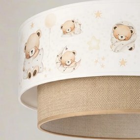 Brilagi - Lustră LED pentru copii pe cablu BOBO, 1x E27/60W/230V, Ø 40 cm, alb/bej/ursuleț