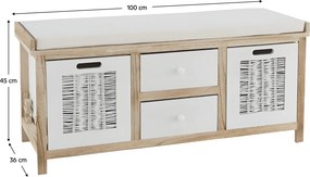 Bancă cu 4 sertare, alb/miere, LINORA NEW