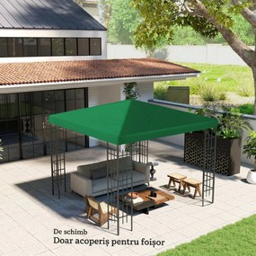 Outsunny Copertină pentru Foișor, Înlocuire Acoperiș pentru Foișor de Grădină cu Orificii de Drenaj, 298x298 cm, Verde | Aosom Romania