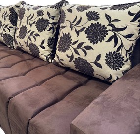 Canapea ZARA extensibila, 3 locuri, cu lada de depozitare, stofa suede maro si bej , 220x95x80 Maro + Bej, Stofa Suede