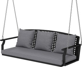 Outsunny Balansoar pentru verandă 3 locuri, bancă de grădină cu 3 perne pentru spate, pernă de șezut, dispozitiv de suspendare, Gri | Aosom Romania