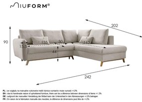 Colțar extensibil cu șezlong pe partea dreaptă Miuform Scandic Lagom L, gri închis