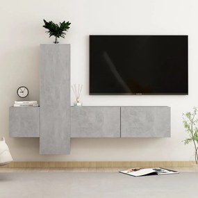 3079076 vidaXL Set de dulapuri TV, 3 piese, gri beton, lemn prelucrat