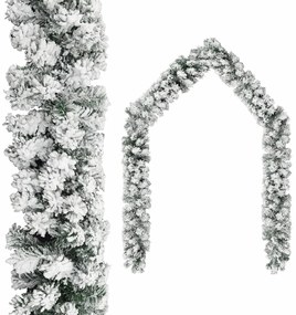 vidaXL Ghirlandă de crăciun cu zăpadă, verde, 10 m, pvc