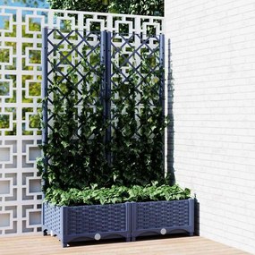 vidaXL Jardinieră de grădină cu spalier,albastru gri, 80x40x121,5 cm, PP
