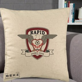 Perna Personalizata Rapid Fotbal Club 1923, 40x40 cm, Bej, Husa Detasabila, Perna Inclusa, BEKZ®