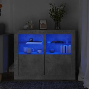vidaXL Dulapuri laterale cu lumini LED 2 buc. gri beton lemn prelucrat